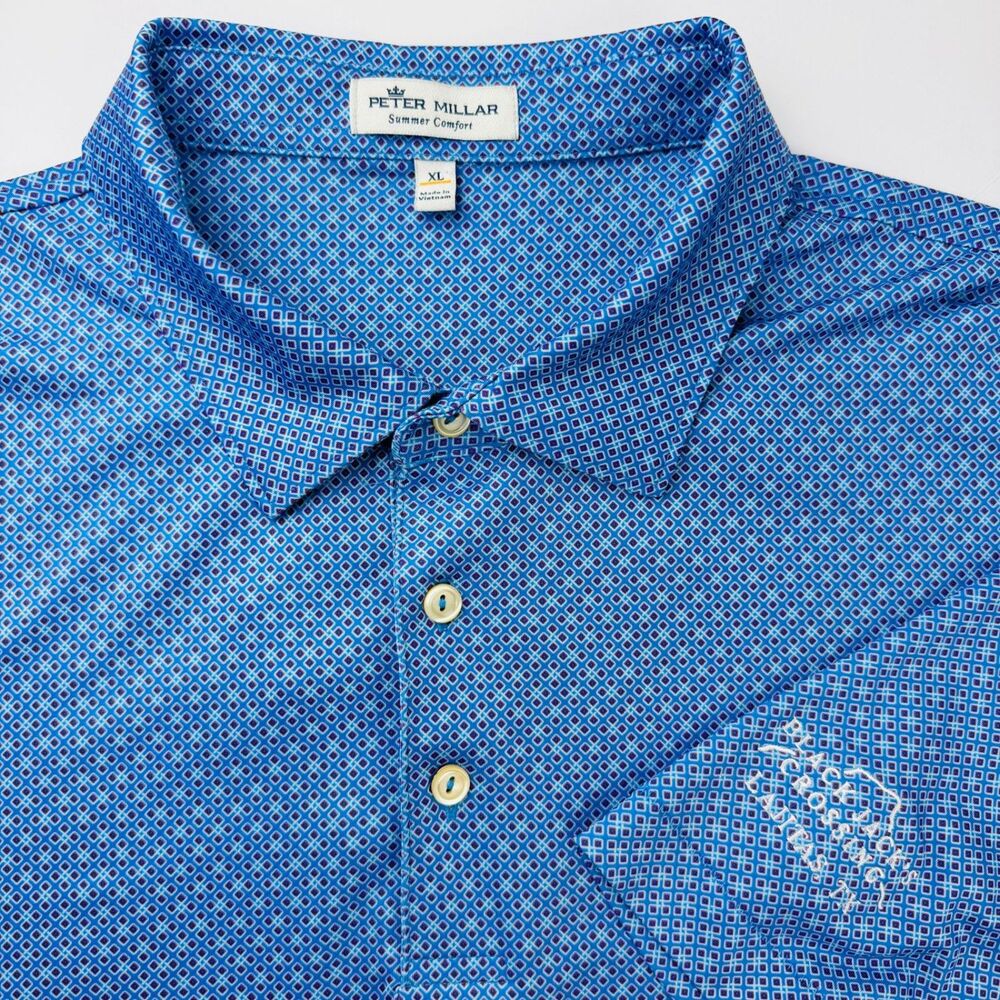 Peter Millar Summer Comfort Blue Pattern Polo XL
